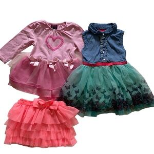 Bundle of 3 Adorable Baby Girls Tulle Dress & Skirt Size 6-12 Mos. & 12 Months